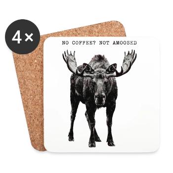 No Coffee Not Amused Moose Wilderness - Coasters (set of 4) - white - Front