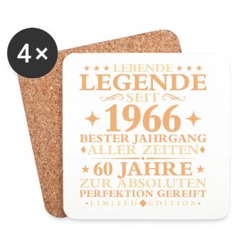 1966 Baujahr Geburtstag Vintage 60 Jahre - Untersetzer (4er-Set) - Weiß - Vorne