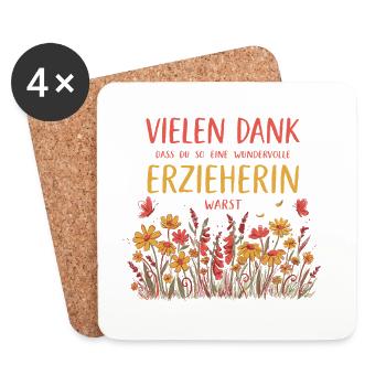 Beste Erzieherin Danke Abschied Kindergarten - Untersetzer (4er-Set) - Weiß - Vorne