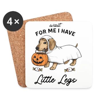 Dachshund Ghost Halloween Trick or Treat - Coasters (set of 4) - white - Front