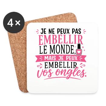 Prothésiste Ongulaire Cadeau humour personnalisé - Dessous de verre (lot de 4) - blanc - Devant