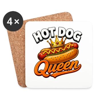 Hot Dog Queen Krone Streetfood Liebhaberin - Untersetzer (4er-Set) - Weiß - Vorne