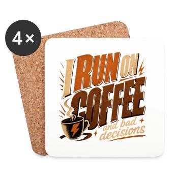 Kaffee und schlechte Ideen - Lustiges Kaffee Shirt - Untersetzer (4er-Set) - Weiß - Vorne