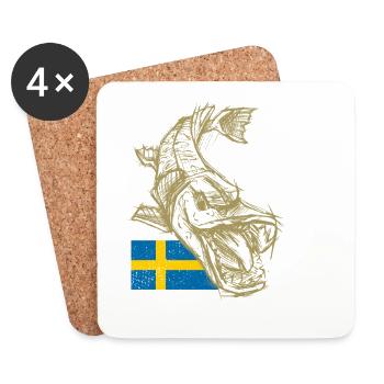Sweden Fishing - Coasters (set of 4) - white - Front