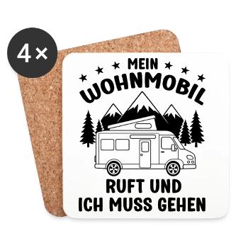 Mein Wohnmobil ruft und ich muss gehen Camping - Untersetzer (4er-Set) - Weiß - Vorne