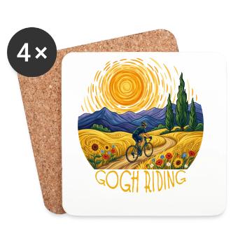 Gogh Riding Sunlit Field Cyclist - Untersetzer (4er-Set) - Weiß - Vorne