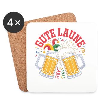 Gute Laune Karneval Fasching Karnevalskostüm Alaaf - Untersetzer (4er-Set) - Weiß - Vorne