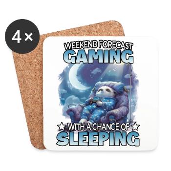Gaming Wochenende Schlummer Sloth - Untersetzer (4er-Set) - Weiß - Vorne