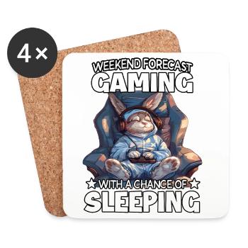 Wochenend Gaming: Schlafender Hase - Untersetzer (4er-Set) - Weiß - Vorne