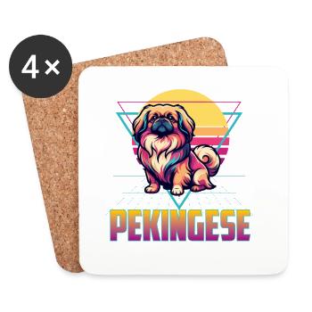 Pekingese - Peke Dog Mom Dad Lap Dog Lion Dog - Coasters (set of 4) - white - Front