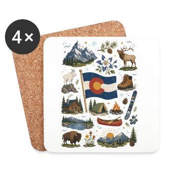 Colorado | Rockies, Outdoor & Freedom - Coasters (set of 4) - white - Front