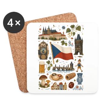 Czech Republic | Prague, Beer & Bohemia - Coasters (set of 4) - white - Front