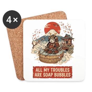 All My Troubles Are Soap Bubbles - Coasters (set of 4) - white - Front