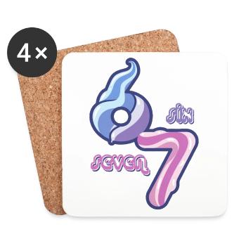 Candy Swirl 67 meme Neon Doodle - Coasters (set of 4) - white - Front