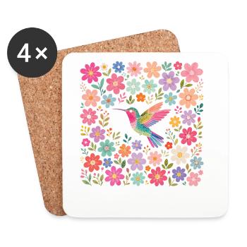Hummingbird Flowers Bird Watcher - Coasters (set of 4) - white - Front