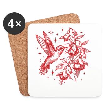 Hummingbird Flowers Bird Watcher - Coasters (set of 4) - white - Front