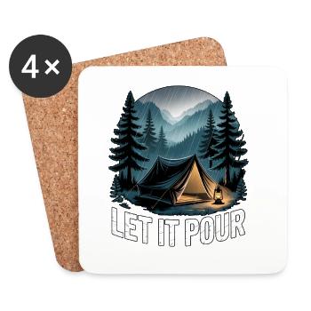 Let It Pour Camping - Coasters (set of 4) - white - Front