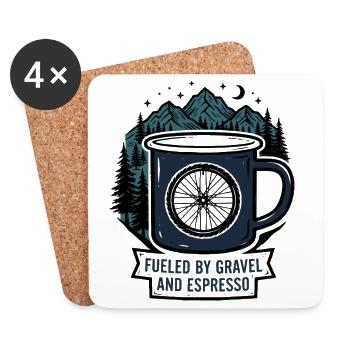 Angetrieben von Kies und Espresso-Kaffeetasse - Untersetzer (4er-Set) - Weiß - Vorne