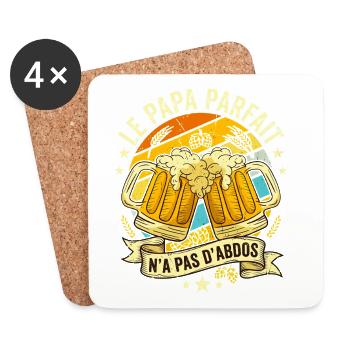 Papa Parfait N'a Pas D'abdos Humour Bière - Dessous de verre (lot de 4) - blanc - Devant