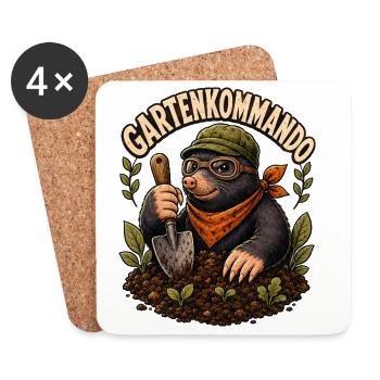 Gartenkommando Maulwurf Beet - Untersetzer (4er-Set) - Weiß - Vorne