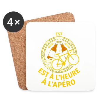 Vélo et Apéro Humour Cycliste - Dessous de verre (lot de 4) - blanc - Devant