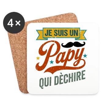 Papy Qui Déchire Humour Cadeau Rétro - Dessous de verre (lot de 4) - blanc - Devant