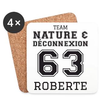 Team Nature Et Déconnexion 63 Roberte T-Shirt C... - Coasters (set of 4) - white - Front