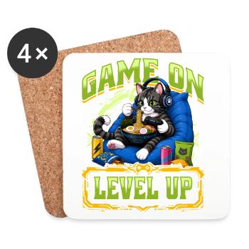 Gamer Gaming Cat Ramen Video Game - Coasters (set of 4) - white - Front