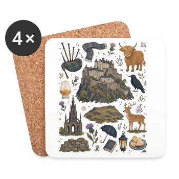 Edinburgh | Highlands, Whisky & Castles - Coasters (set of 4) - white - Front