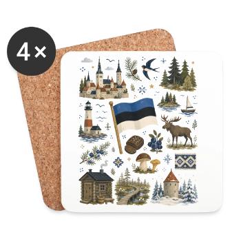 Estonia | Baltic Sea, Forests & Hibernation - Coasters (set of 4) - white - Front