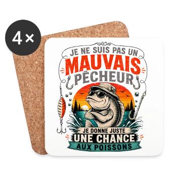Je ne suis pas un mauvais pêcheur - Humour Pêche - Dessous de verre (lot de 4) - blanc - Devant