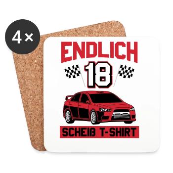 Endlich 18 Wo Ist Mein Auto Geburtstags Motiv - Untersetzer (4er-Set) - Weiß - Vorne