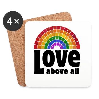 L’amour par-dessus tout | Mosaïque arc-en-ciel de la fierté - Dessous de verre (lot de 4) - blanc - Devant