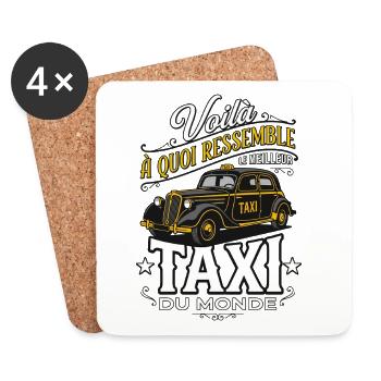 Meilleur Taxi Du Monde Chauffeur Humour - Dessous de verre (lot de 4) - blanc - Devant