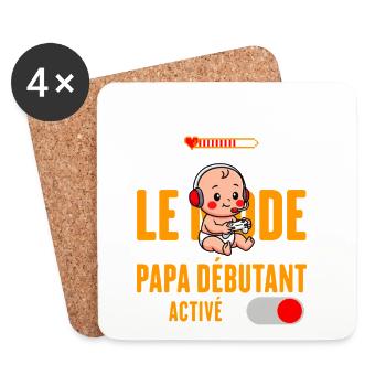 Mode Papa Débutant Activé Futur Papa - Dessous de verre (lot de 4) - blanc - Devant