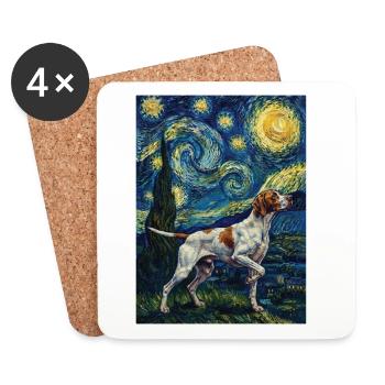 English Pointer Starry Night - Dog Dad Bird Dog - Coasters (set of 4) - white - Front