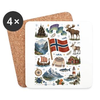 Norway | Fjords, Northern Lights & Vikings - Coasters (set of 4) - white - Front