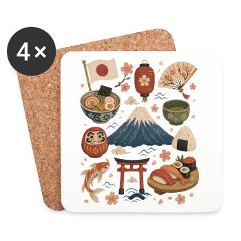 Japan | Fuji, Sakura & Indulgence - Coasters (set of 4) - white - Front