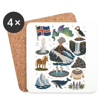 Iceland | Volcanoes, Geysers & Northern Lights - Coasters (set of 4) - white - Front
