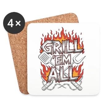 Restaurant Chef Grill 'Em All Professional Chef - Coasters (set of 4) - white - Front