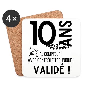 10 ans anniversaire au compteur humour  - Dessous de verre (lot de 4) - blanc - Devant