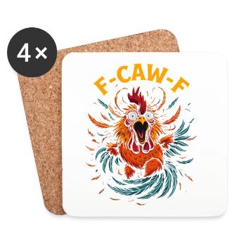 Mème drôle du coq poulet F-Caw-F - Dessous de verre (lot de 4) - blanc - Devant
