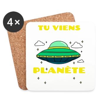 Tu viens de quelle planète ? (Alien) - Dessous de verre (lot de 4) - blanc - Devant