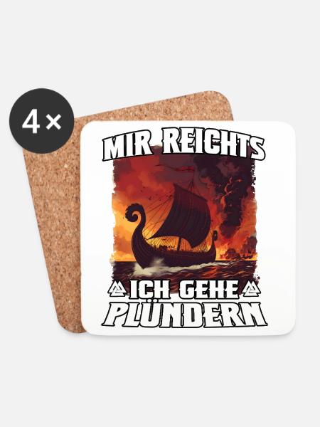 Vikingenschiff Sturm Plündernd - Untersetzer (4er-Set) - Weiß