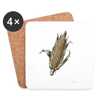  Zea Mays Historische Maispflanze Botanischer - Untersetzer (4er-Set) - Weiß - Vorne