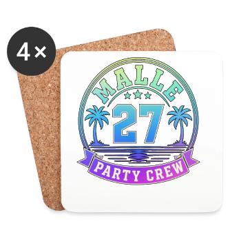 Malle 2027 Party Crew Mallorca Holiday Group - Coasters (set of 4) - white - Front