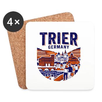Historical Trier Germany City Skyline Novelty - Coasters (set of 4) - white - Front