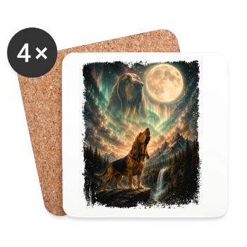 Bloodhound Howling At Moon - Dog Dad Dog Mom - Coasters (set of 4) - white - Front