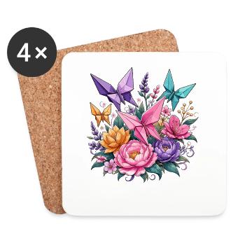 Origami Wings Floral Splendour - Coasters (set of 4) - white - Front