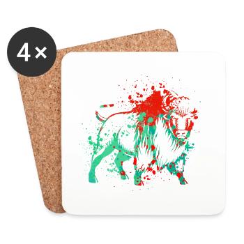 Bison Splash Art - Coasters (set of 4) - white - Front